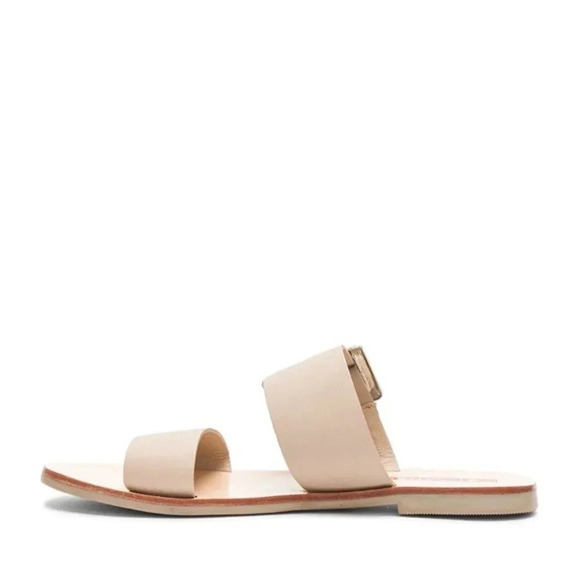 Sol Sana Women’s Sandals April II Slide Flats Straps Leather Buckle Ecru Size 6 - Picture 15 of 15